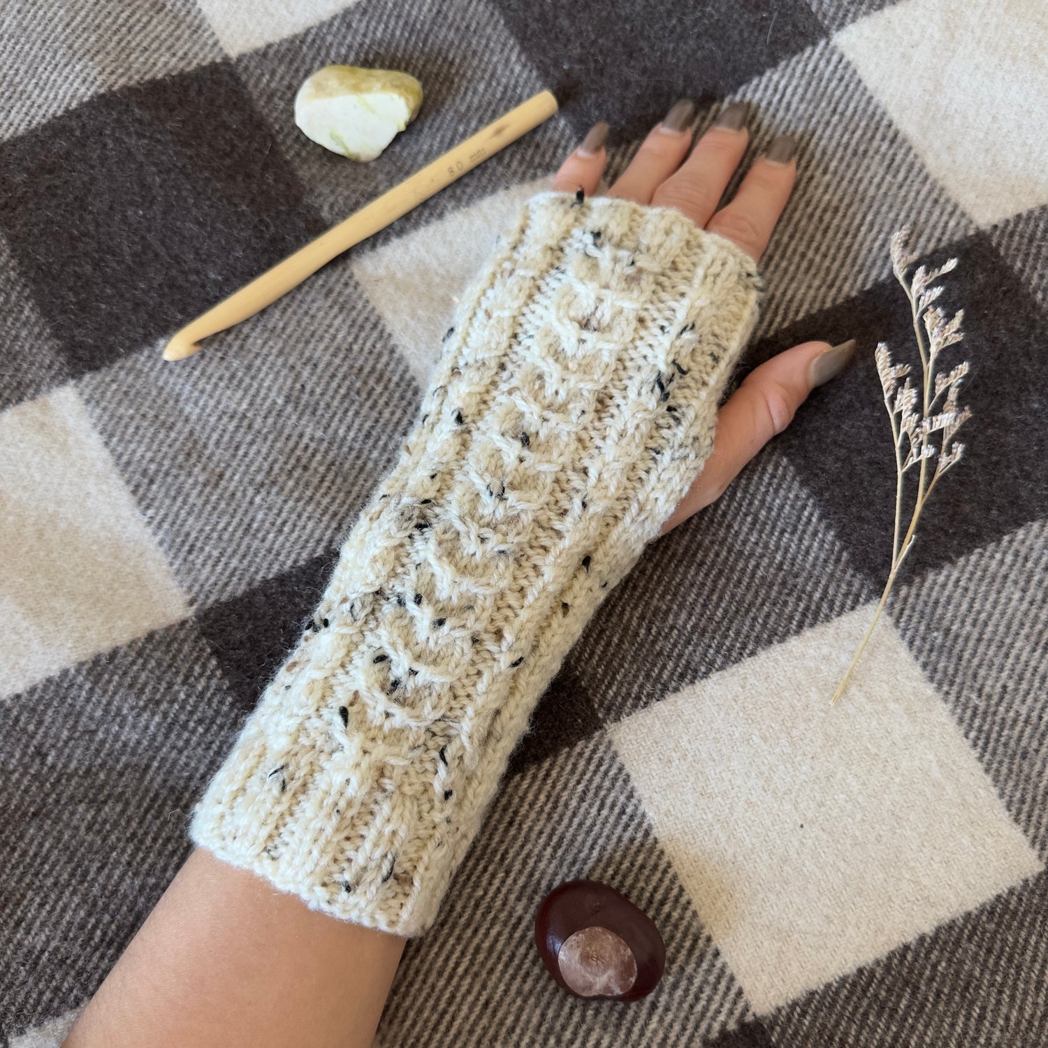 Mitaines • Tweed Blanc