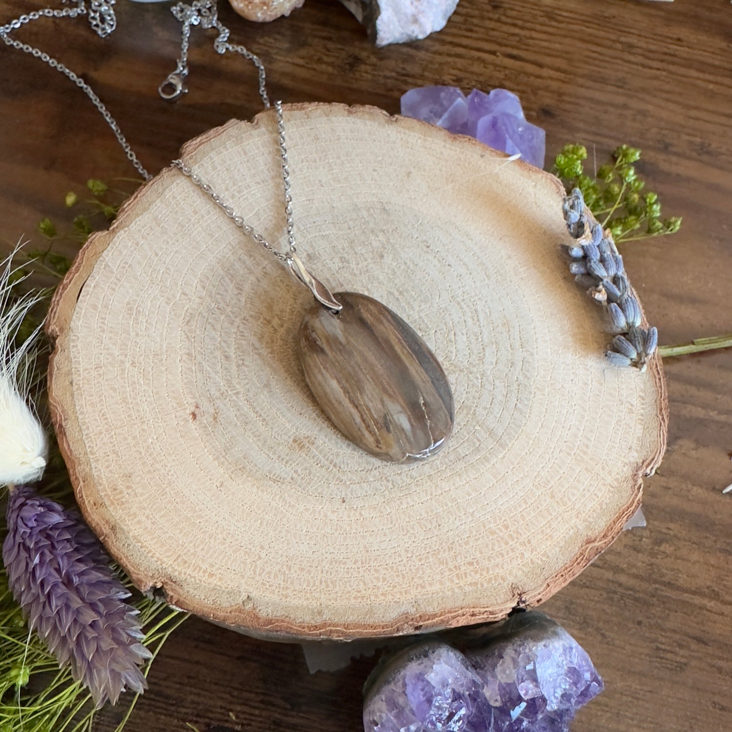 Pendentif Bois Petrifié du Pérou