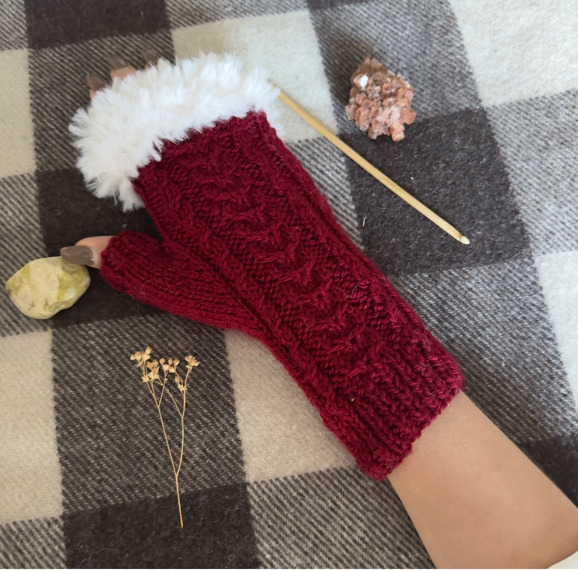 Mitaines Fourrure • Rouge Rubis